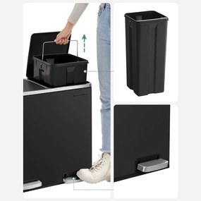 Dupla szemetes, 2 x 24 literes, 2 rekesszel, fekete