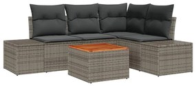 vidaXL Kerti Kanapé Szett tárolóval 5 pcs Szürke polirattan