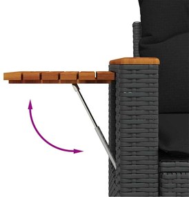 Kerti Kanapé Szett párnával 10 pcs Fekete 110 x 55 x 71 cm