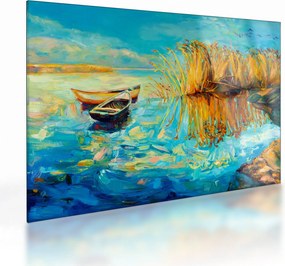 Kép - Tó csónakokkal (üvegen) (70x50 cm)