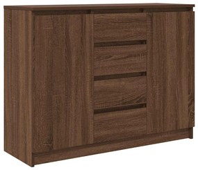 barna tölgy szerelt fa tálalószekrény fiókos 100,5x35x76 cm