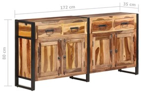 tömör akácfa tálalószekrény mézszínű felülettel 172x35x80 cm