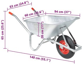 talicska 90 L 150 kg Horganyzott acél és műanyag