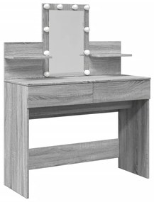 szürke sonoma színű fésülködőasztal LED-del 100 x 40 x 130 cm