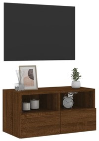 barna tölgyszínű szerelt fa fali TV-szekrény 60 x 30 x 30 cm