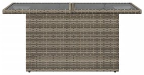 szürke polyrattan üveglapos kerti asztal 100x55x73 cm