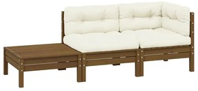 vidaXL 3 részes tömör fenyőfa kerti ülőgarnitúra párnával