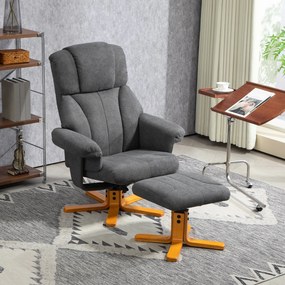 HOMCOM Fotel Relaxáló Funkcióval, Fotel Puffal, TV Fotel 150 kg teherbírással, Nappaliba, Hálószobába, 79 x 80 x 104 cm, Sötétszürke | Aosom