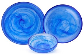 18 részes étkészlet kék/üveg