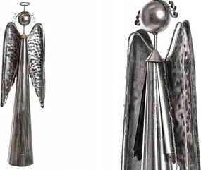 Angyal fém ezüst karácsonyi dekoráció Led figura H27 DEcodomi