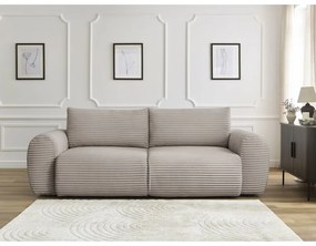 Világosszürkés bézs kordbársony kinyitható kanapé 257 cm Lucien – Bobochic Paris