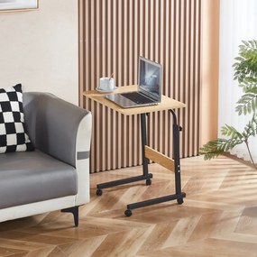 Állítható PC asztal kerekekkel, tölgy/fekete, JUSTUS