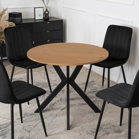 Kerek Étkezőasztal Aranytölgy/Fekete Színben. LAUREN 80 cm