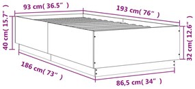 fekete szerelt fa ágykeret 90 x 190 cm