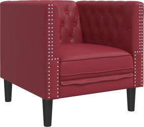 vidaXL bordó műbőr Chesterfield kanapéfotel