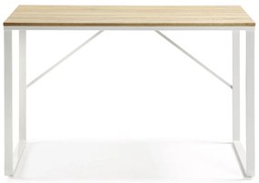 Lisbet fehér íróasztal fa dekoros asztallappal - Kave Home