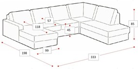 Világosbarna zsenília sarokkanapé (bal oldali-U alakú) Fabian – Scandic