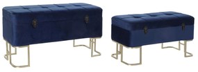 Modern ülőpad szett kék arany színben bársony borítással 2 db
