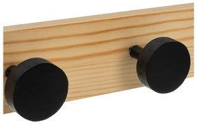 Fekete-natúr színű borovi fenyő fali fogas 40 cm Anillos – Casa Selección