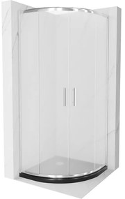 Mexen Rio, negyed kör alakú zuhanykabin tolóajtóval 80 x 80 cm, 5 mm-es jegesedés üveg, króm profil + fekete zuhanytálca, 863-080-080-01-30-4170
