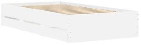 fehér szerelt fa ágykeret fiókokkal 90 x 190 cm