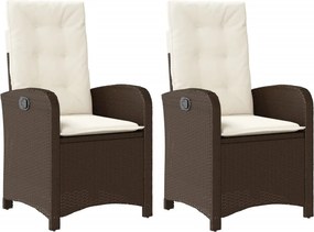 vidaXL 2 db barna polyrattan dönthető kerti szék párnákkal