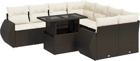 vidaXL 9 részes barna polyrattan kerti ülőgarnitúra párnákkal