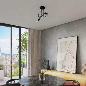 Sollux SL.1472 - Felületre szerelhető csillár LOOP 2xE27/15W/230V fekete