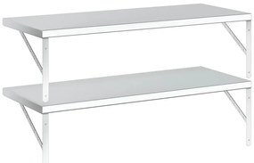 2 db ezüstszínű rozsdamentes acél fali polc 100x40 cm