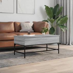 Szürke sonoma szerelt fa és fém dohányzóasztal 100 x 50 x 45 cm