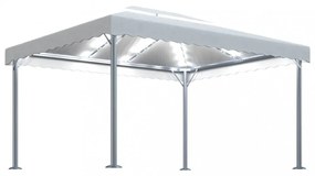 krémszínű alumíniumpavilon LED fényfüzérrel 400 x 300 cm