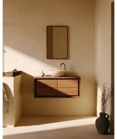 Sötétbarna teakfa fali mosdó alatti szekrény 90x40 cm Kenta – Kave Home