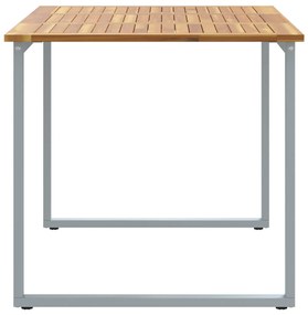 Kültéri Étkező Asztal Szürke 140x80x75 cm Acél és Tömör Akácfa