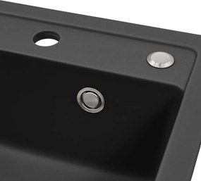 Nia szögletes egy medencés gránit mosogató fekete