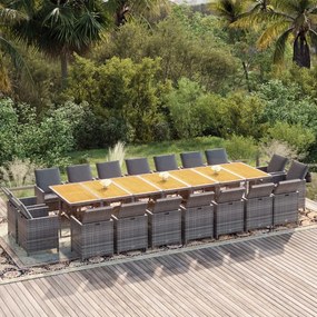vidaXL 19 részes szürke polyrattan kerti étkezőgarnitúra párnákkal