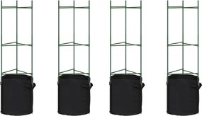 vidaXL 4 db acél és polipropilén paradicsomketrec növényzsákkal 116 cm