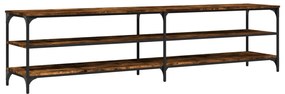 füstös tölgy színű szerelt fa és fém TV-szekrény 200x30x50 cm