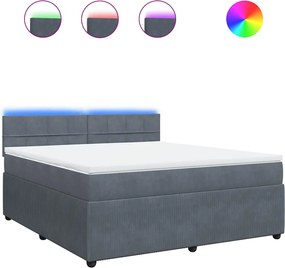 vidaXL sötétszürke bársony rugós ágy matraccal 180x200 cm