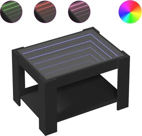 vidaXL fekete szerelt fa dohányzóasztal LED-del 73 x 53 x 45 cm