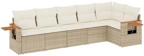 vidaXL 6 részes bézs polyrattan kerti ülőgarnitúra párnával