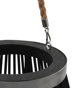 fekete bambusz függő gyertyatartó lámpás, 60 cm