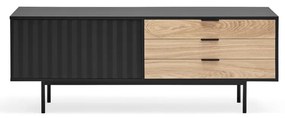 Fekete-natúr színű TV-állvány tölgyfa dekorral 140x52 cm Sierra – Teulat