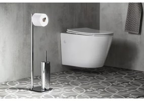 Gedy - Álló WC-kefe WC-papírtartóval FLORI fényes króm