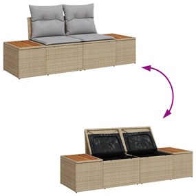 6 darabos kert kanapé szett párnákkal Bézs Poly Rattan Akác