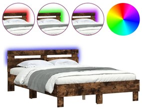 füstös tölgy színű ágykeret fejtámlával és LED-del 120x190 cm