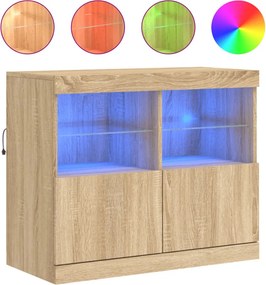 vidaXL sonoma tölgy színű tálalószekrény LED-ekkel 81 x 37 x 67 cm