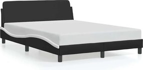 vidaXL fekete és fehér műbőr ágykeret Dover 140 x 200 cm