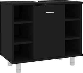 vidaXL fekete szerelt fa fürdőszobaszekrény 60 x 32 x 53,5 cm