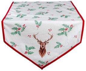 KarĂĄcsonyi pamut szarvasos, magyal mintĂĄs asztali futĂł, 50x160 cm Holly Christmas
