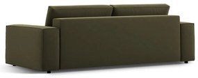 Zöld bársony kinyitható-tárolóhelyes kanapé 247 cm Jodie – Micadoni